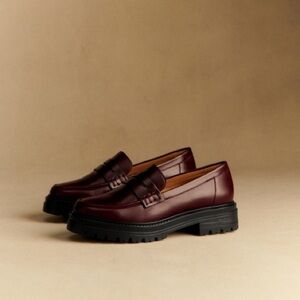Sezane Abane Loafers- Glossy Burgundy, 39/8, with box!
